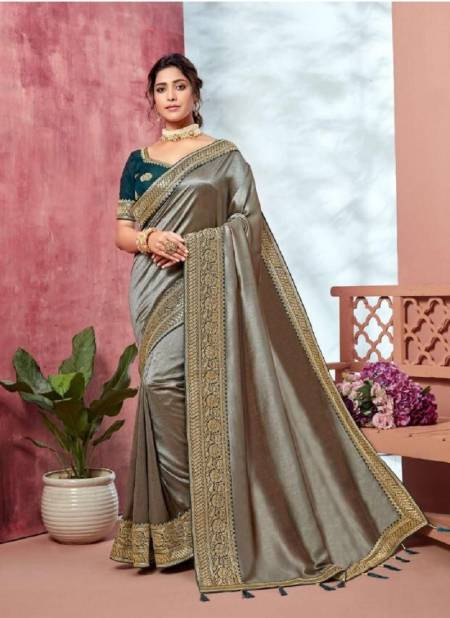 Gray Colour Bridal Wear Vol 3 Kavira New Latest Designer Festive Wear Vichitra Saree Collection 1205